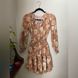 Tan Floral Flowy Dress - Petal + Pup Brand
